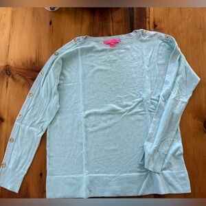 Lilly Pulitzer Light Blue Sweater with Button Accents